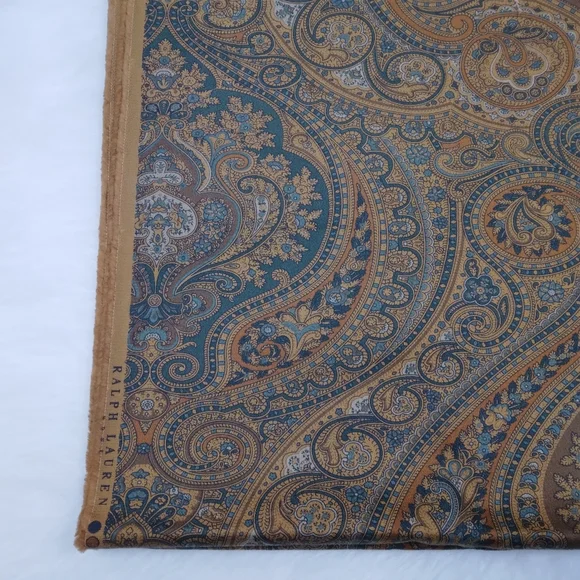 FABRIC Ralph Lauren Georgeous Paisleys In Rich Browns & Tan W/pop Teal, 56in